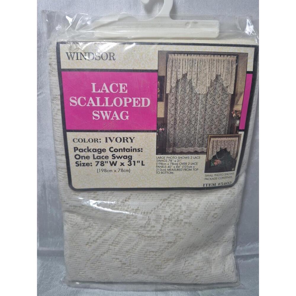 Vintage Windsor Lace Swag Ivory 78” W X 31” L New In Package Victorian Curtain